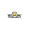 Tiffany Soleste&reg;:Cushion-cut Yellow Diamond Halo Engagement Ring in Platinum image number 4