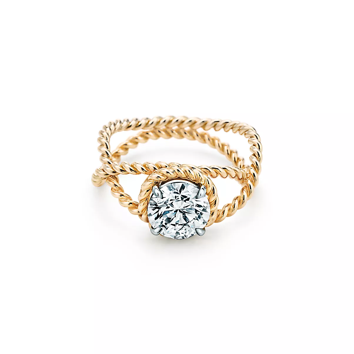 Schlumberger Eng Rings Engmnt Ring 18K 옐로우 골드 및 플래티늄 다이아몬드