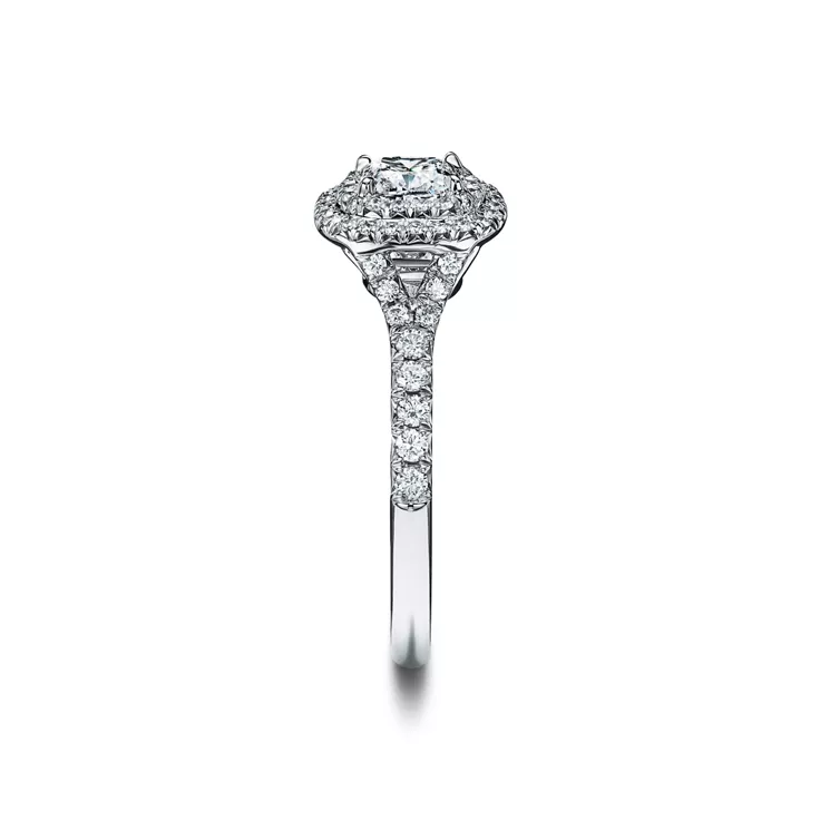 Tiffany Soleste&reg;:Cushion-cut Double Halo Engagement Ring with a Diamond Platinum Band, 4