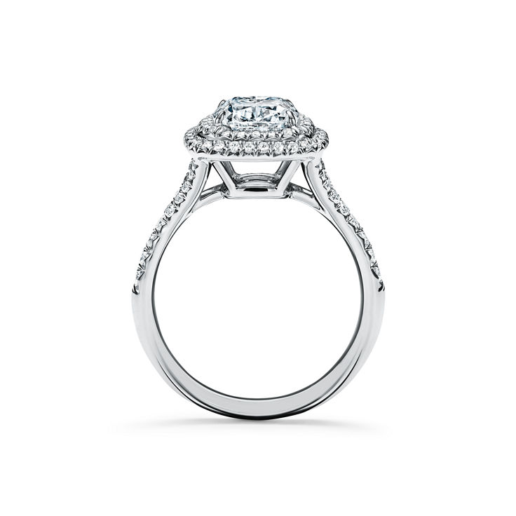 Tiffany Soleste: Cushion-cut Double Halo Engagement Ring with a Diamond Platinum Band image number 5