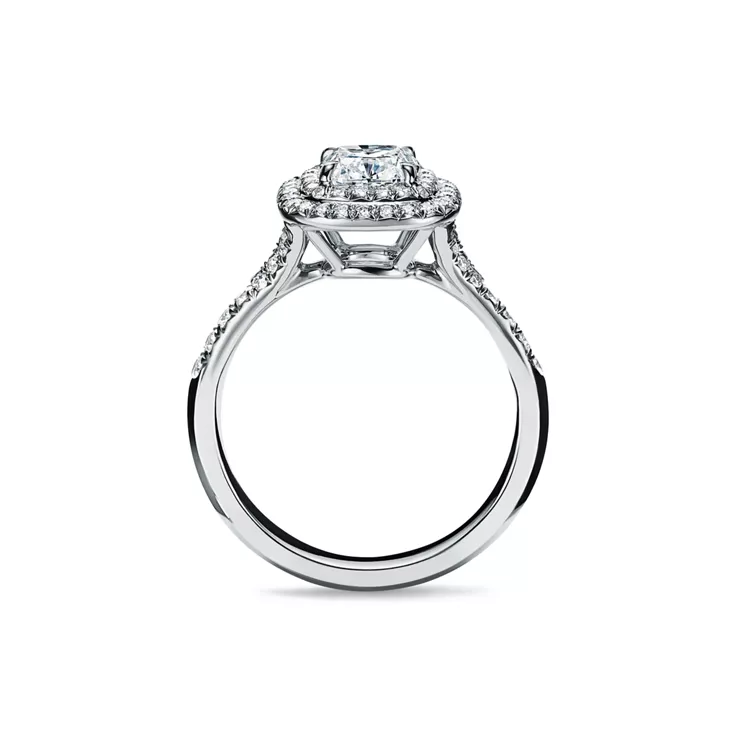 Tiffany Soleste&reg;:Cushion-cut Double Halo Engagement Ring with a Diamond Platinum Band, 5