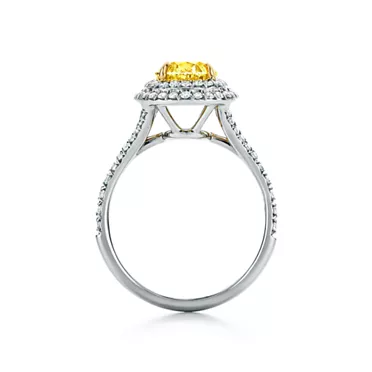 Tiffany Soleste®:Oval Yellow Diamond Double Halo Engagement Ring in Platinum, 2