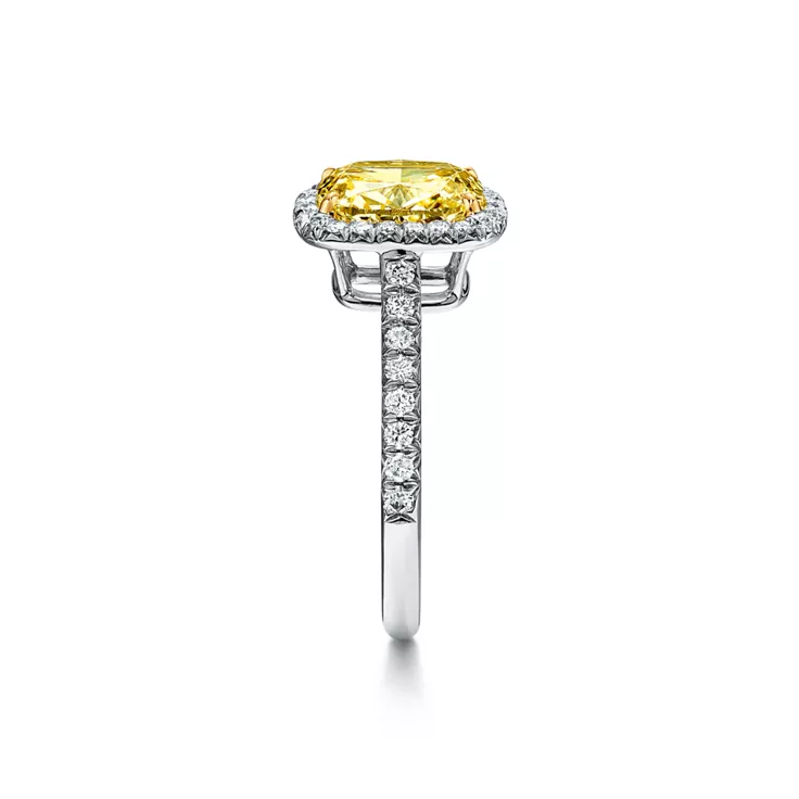 Tiffany Soleste®:Cushion-cut Halo Engagement Ring with a Diamond Platinum Band, 4