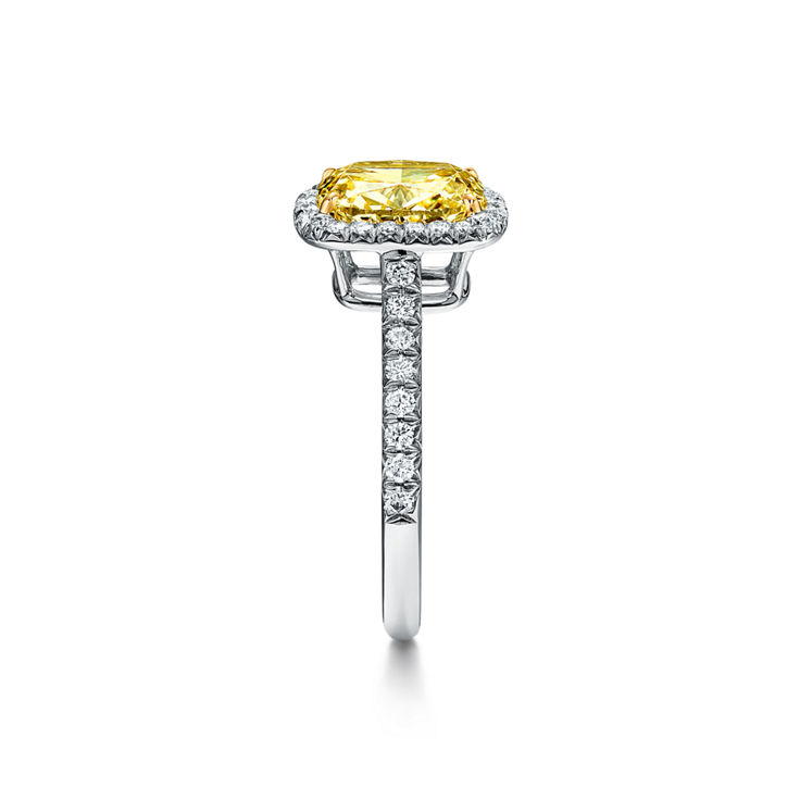 Tiffany Soleste: Cushion-cut Halo Engagement Ring with a Diamond Platinum Band image number 4