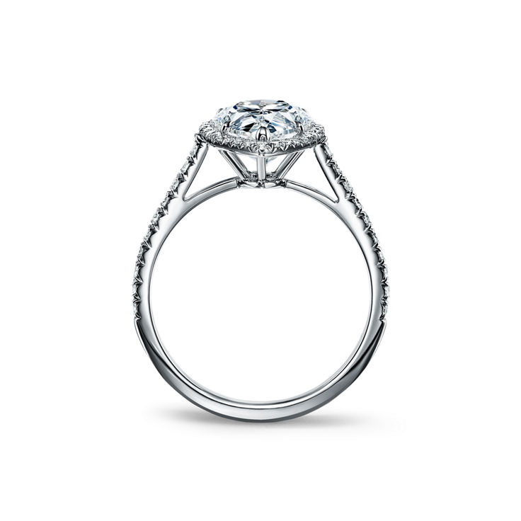 Tiffany Soleste: Pear-shaped Halo Engagement Ring with a Diamond Platinum Band image number 5