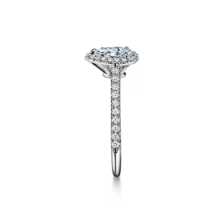 Tiffany Soleste Pear-shaped Halo Engagement Ring with a Diamond Platinum Band , 4