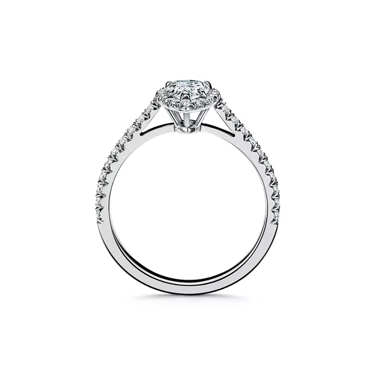 Tiffany Soleste Pear-shaped Halo Engagement Ring with a Diamond Platinum Band , 5