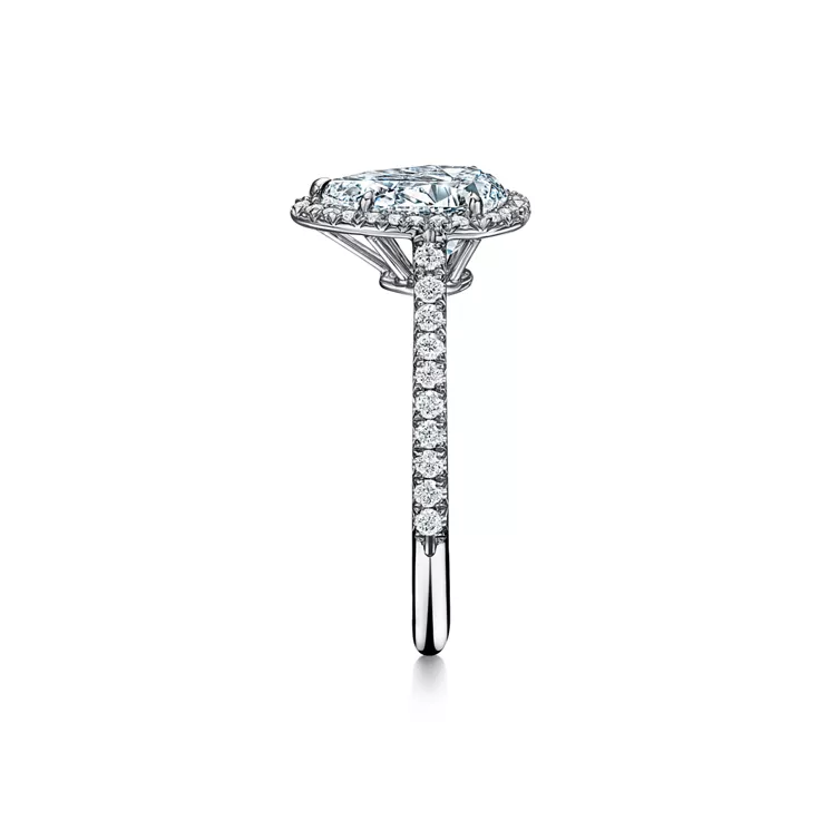 Tiffany Soleste&reg;:Pear-shaped Halo Engagement Ring with a Diamond Platinum Band, 4