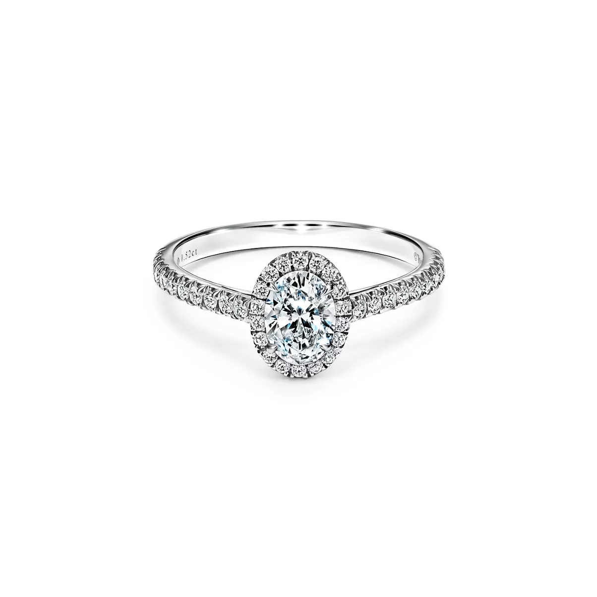  Oval Halo Engagement Ring with a Diamond Platinum Band