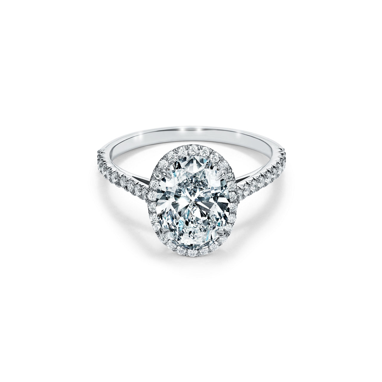  Oval Halo Engagement Ring with a Diamond Platinum Band