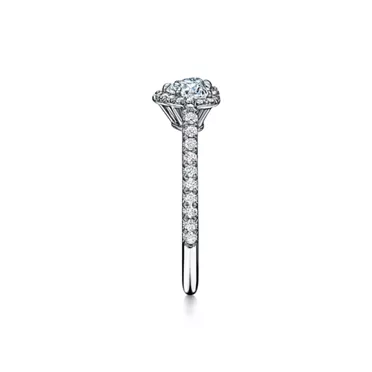 Tiffany Soleste&reg;:Heart-shaped Halo Engagement Ring with a Diamond Platinum Band, 3