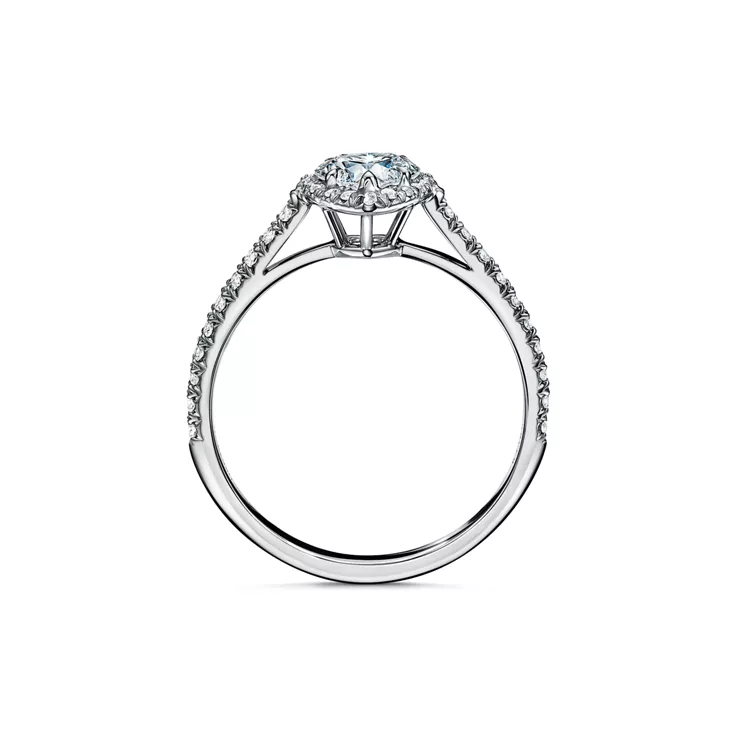 Tiffany Soleste&reg;:Heart-shaped Halo Engagement Ring with a Diamond Platinum Band, 4