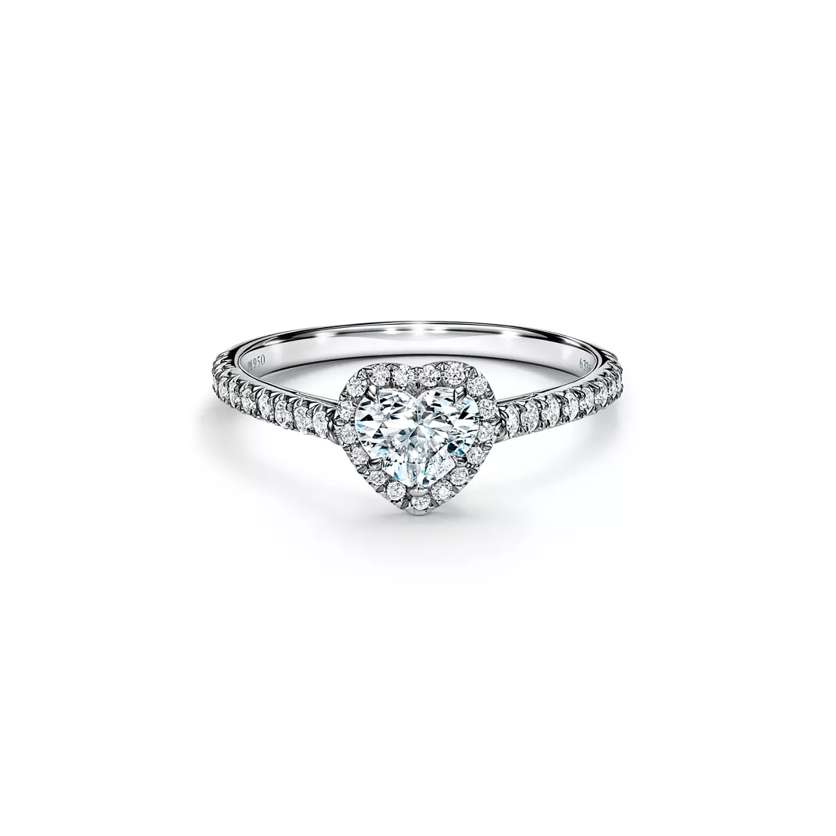 Heart-shaped Halo Engagement Ring with a Diamond Platinum Band