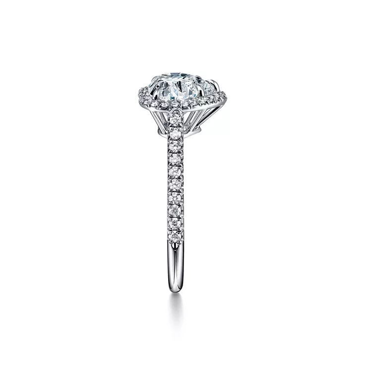 Tiffany Soleste®:Heart-shaped Halo Engagement Ring with a Diamond Platinum Band, 4