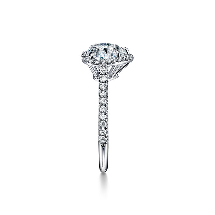 Tiffany Soleste: Heart-shaped Halo Engagement Ring with a Diamond Platinum Band image number 4