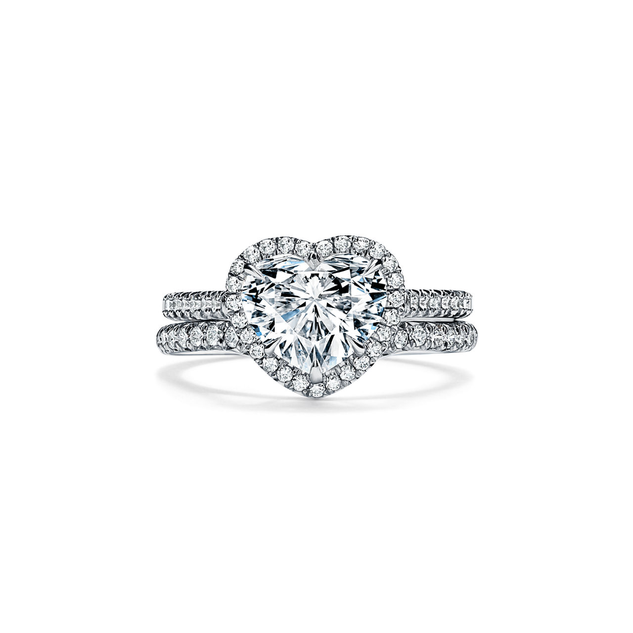 Tiffany Soleste: Heart-shaped Halo Engagement Ring with a Diamond Platinum Band image number 7