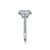 Tiffany Soleste&reg;:Emerald-cut Halo Engagement Ring with a Diamond Platinum Band image number 4