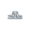 Tiffany Soleste&reg;:Emerald-cut Halo Engagement Ring with a Diamond Platinum Band image number 6