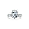 Tiffany Soleste&reg;:Emerald-cut Halo Engagement Ring with a Diamond Platinum Band image number 7