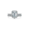 Tiffany Soleste&reg;:Emerald-cut Halo Engagement Ring with a Diamond Platinum Band image number 7