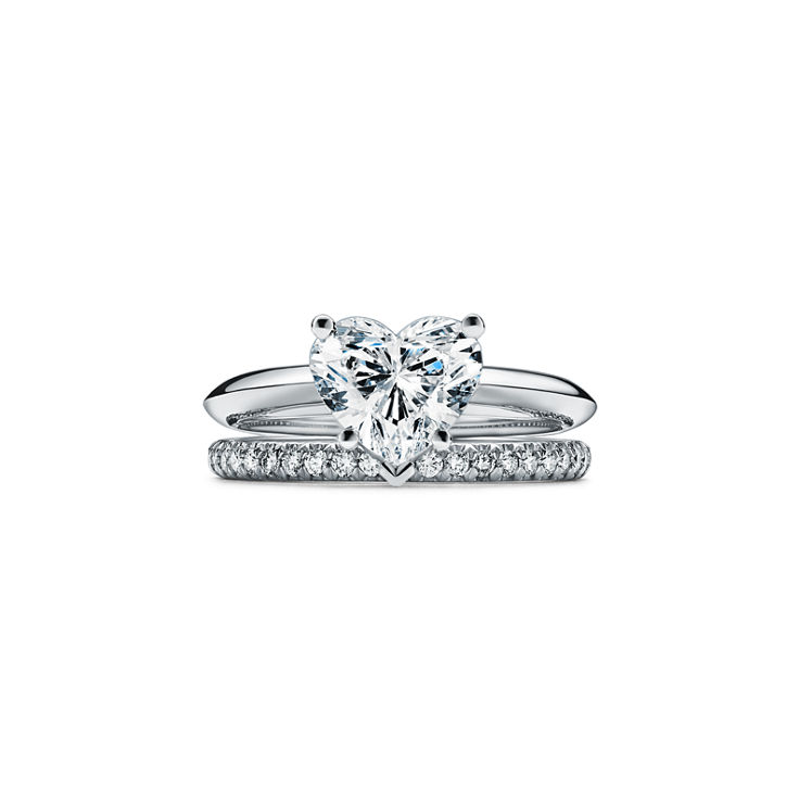 Anello di fidanzamento in platino con diamante a cuore numero immagine 6