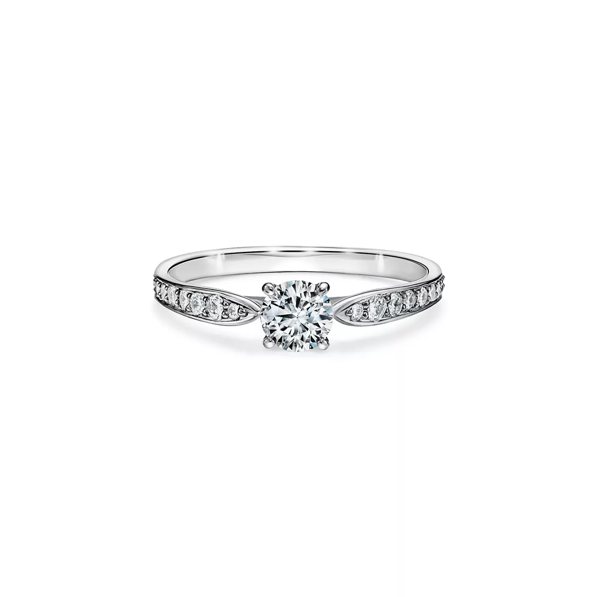 Round Brilliant Engagement Ring with a Diamond Platinum Band