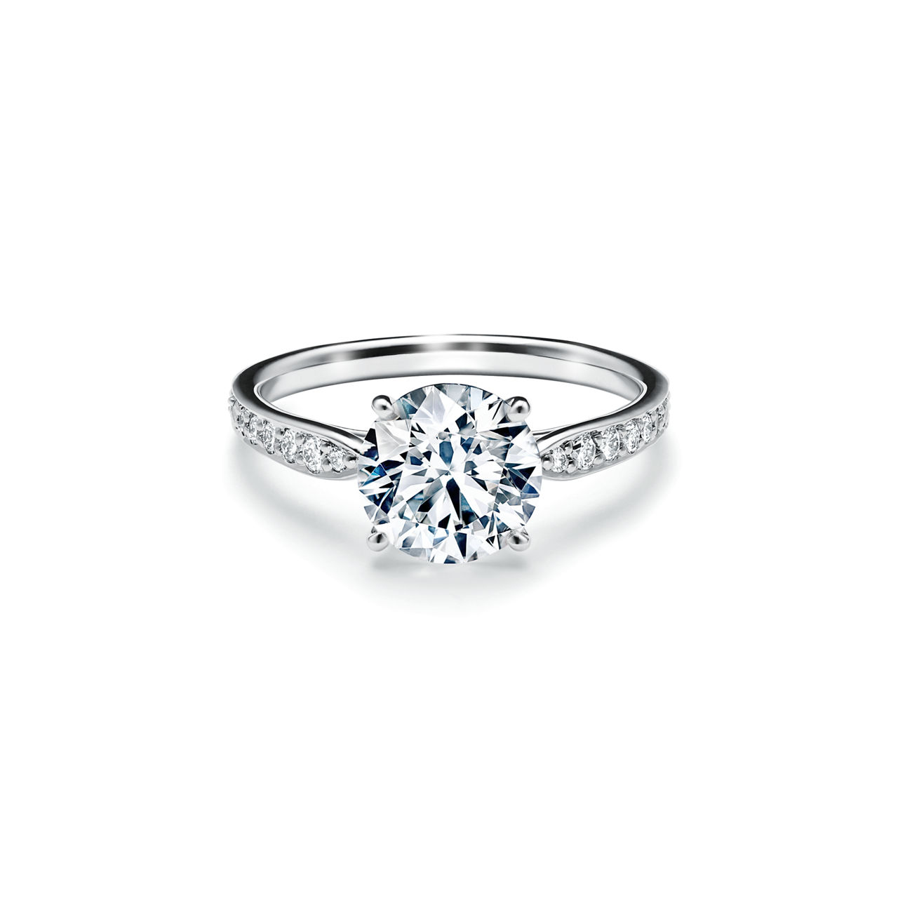 Tiffany Harmony®: Round Brilliant Engagement Ring with a Diamond Platinum Band image number 0