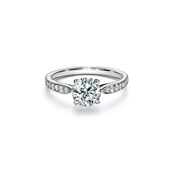 Round Brilliant Engagement Ring with a Diamond Platinum Band