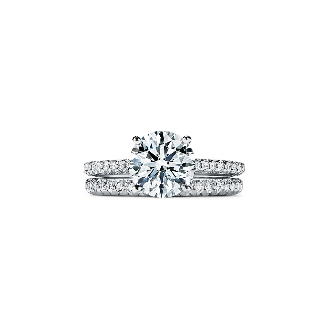 Tiffany Novo®: Round Brilliant Engagement Ring with a Pavé Diamond Platinum Band image number 7