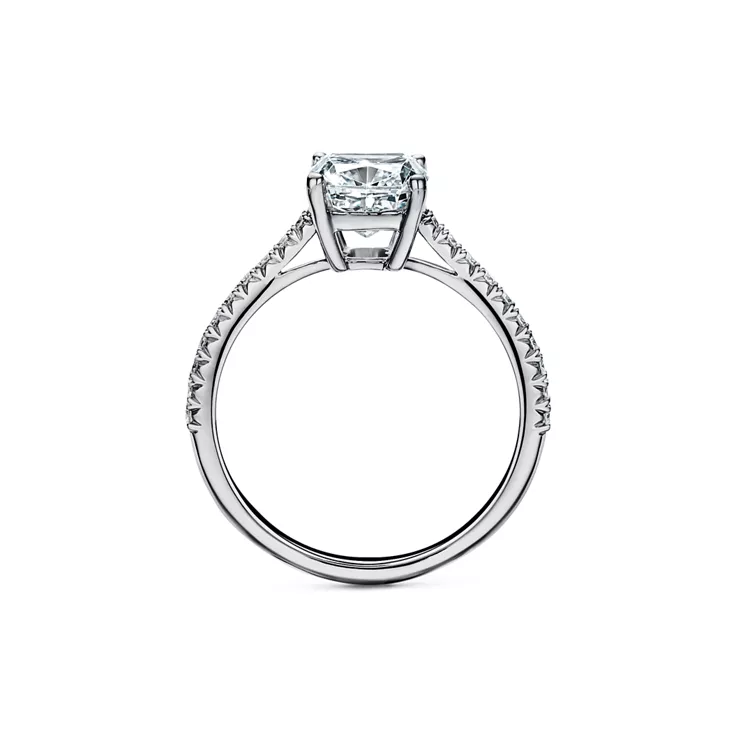 Tiffany Novo®: Cushion-cut Engagement Ring with a Pavé Diamond Platinum Band, 5