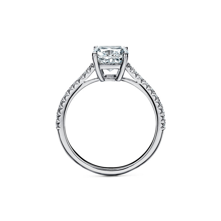 Tiffany Novo®: Cushion-cut Engagement Ring with a Pavé Diamond Platinum Band image number 5