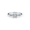 Tiffany Three Stone:Engagement Ring with Baguette Side Stones in Platinum image number 0