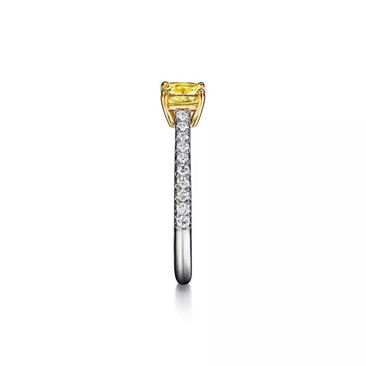 Tiffany Novo&reg;:Yellow Diamond Engagement Ring with a Pav&eacute; Diamond Platinum Band, 4