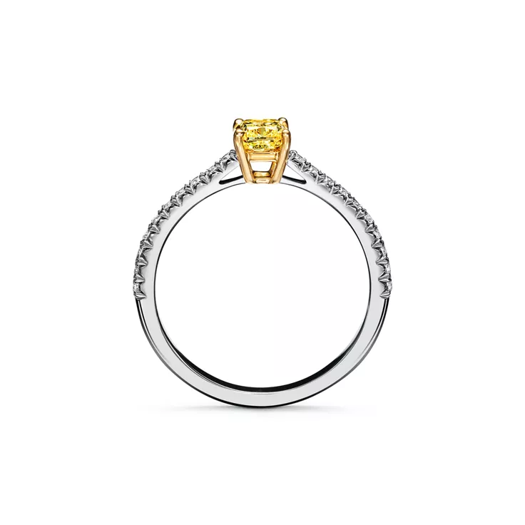 Tiffany Novo&reg;:Yellow Diamond Engagement Ring with a Pav&eacute; Diamond Platinum Band, 5