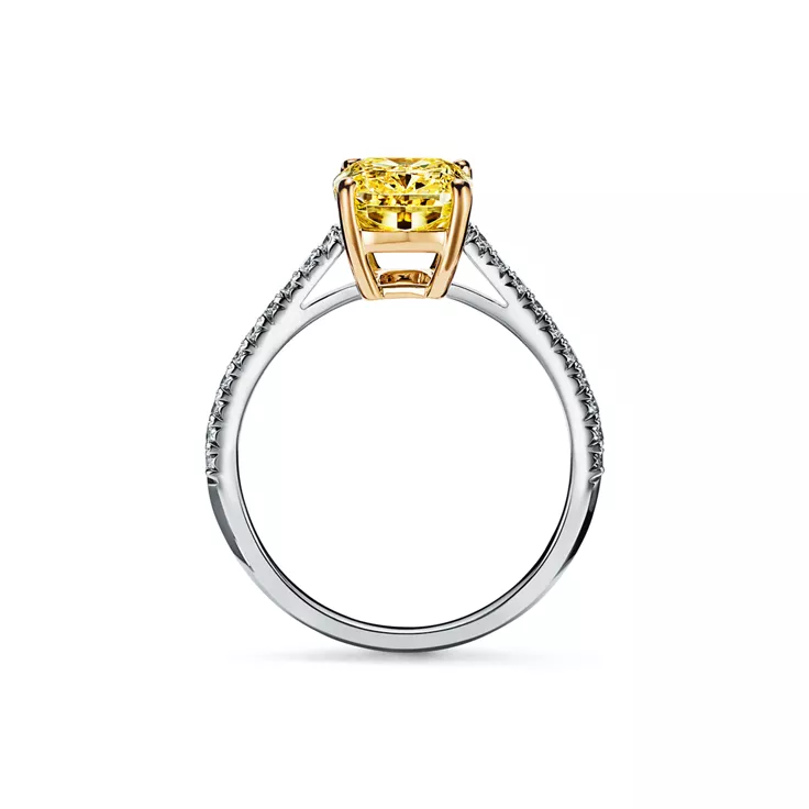 Tiffany Novo®:Anillo de compromiso con alianza en platino con diamantes amarillos en pavé, 5