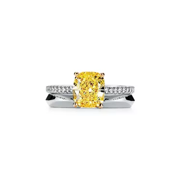 Tiffany Novo®:Yellow Diamond Engagement Ring with a Pavé Diamond Platinum Band, 6