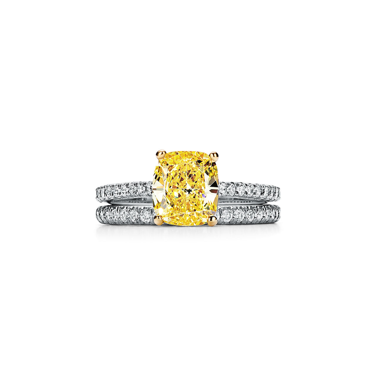 Tiffany Novo®: Yellow Diamond Engagement Ring with a Pavé Diamond Platinum Band image number 7