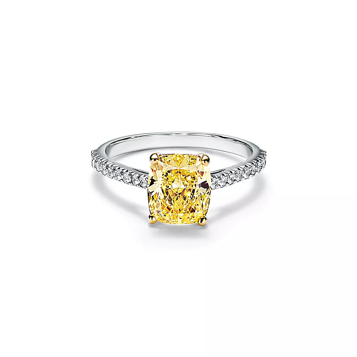 Tiffany Novo Ring 플래티늄 및 18K 옐로우 골드 팬시 컬러 다이아몬드