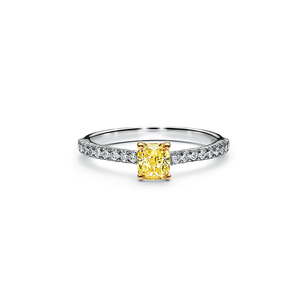 Tiffany Novo®: gelber Diamant-Verlobungsring mit einem Pavé-Diamantring in Platin | Tiffany & Co. Deutschland