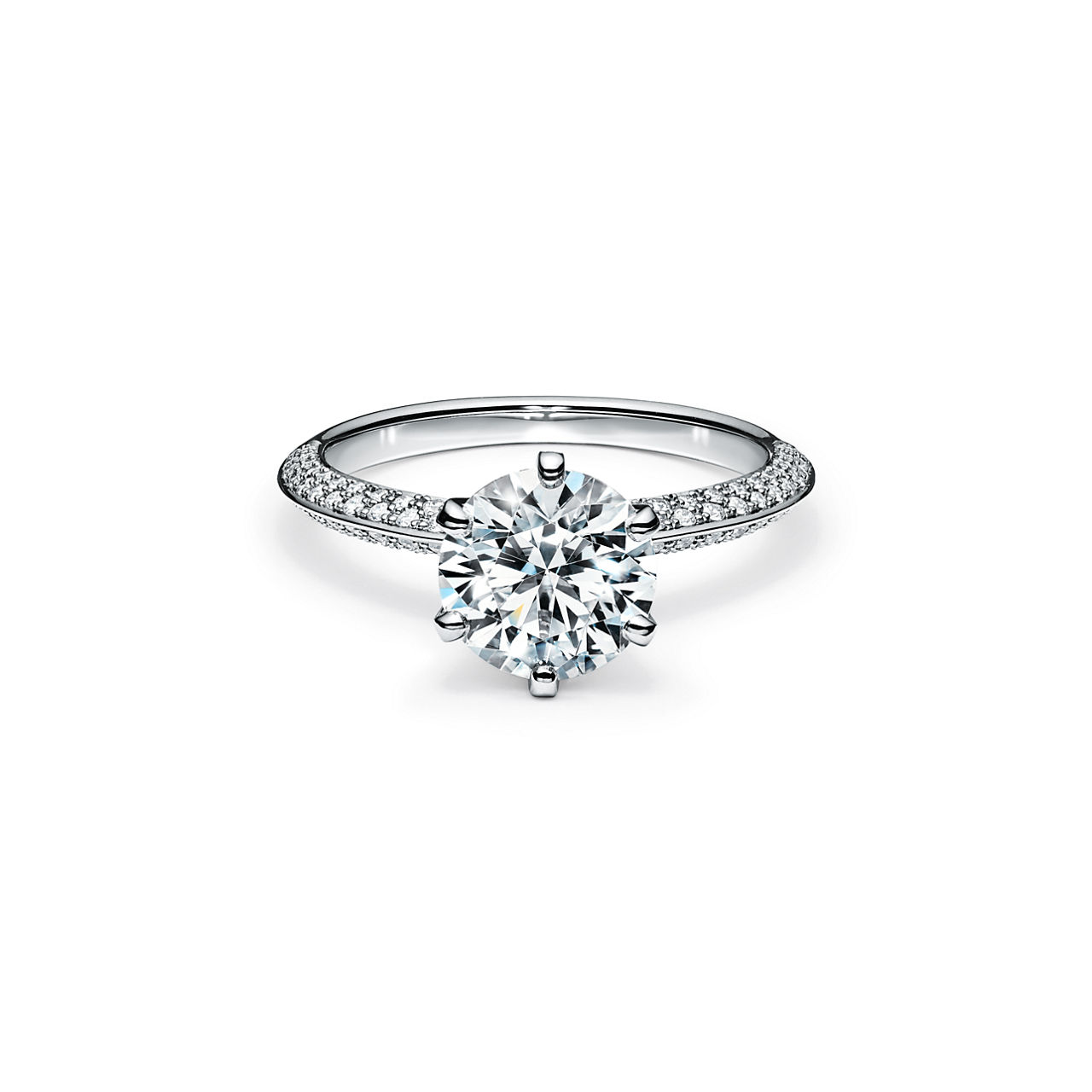 Tiffany® Setting:Verlobungsring mit einem Pavé-Diamantring in Platin Bildnummer 0