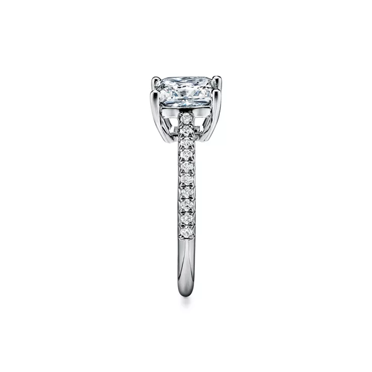 Tiffany Novo®:Princess-cut Engagement Ring with a Pavé-set Diamond Band in Platinum, 4