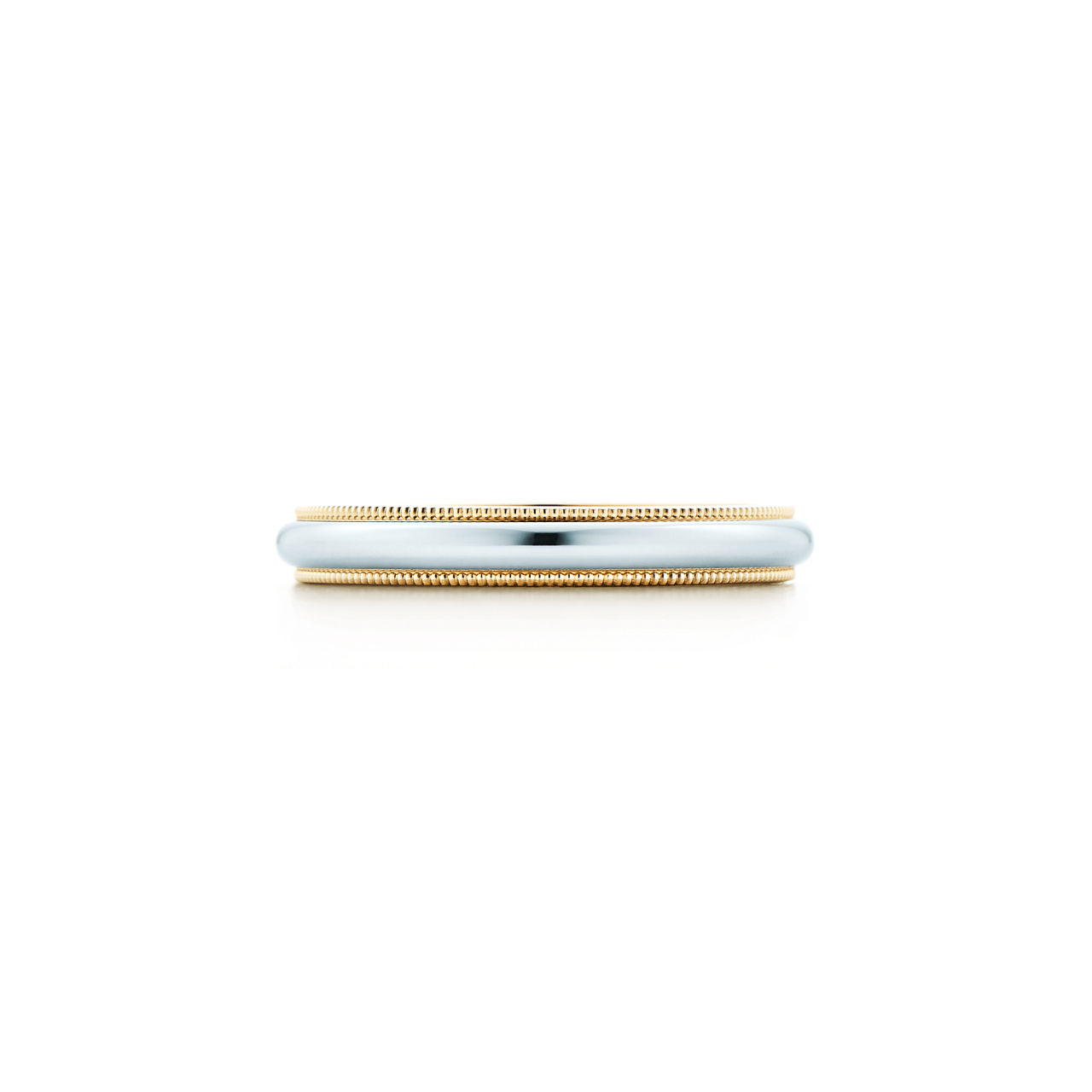 Milgrain Band Ring in Platinum and Yellow Gold, 3.5 mm Wide