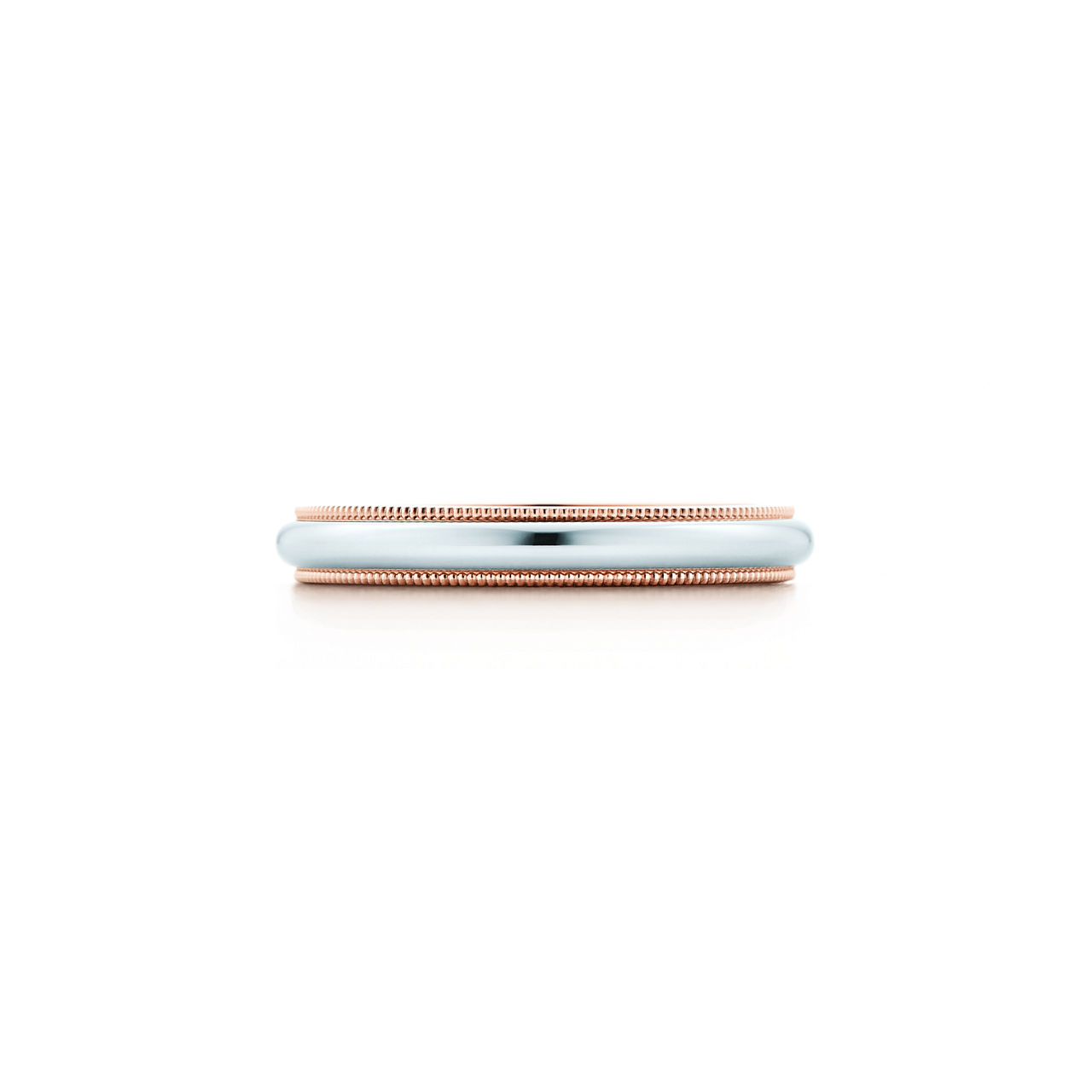 Milgrain Band Ring in Platinum and Rose Gold, 3.5 mm Wide