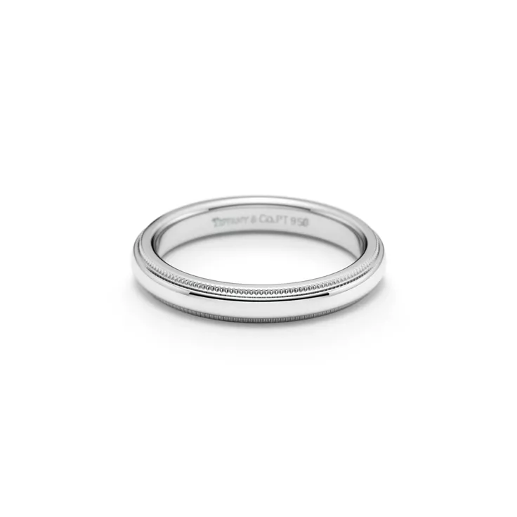 Tiffany Together:Milgrain Band Ring in Platinum, 3 mm Wide, 4