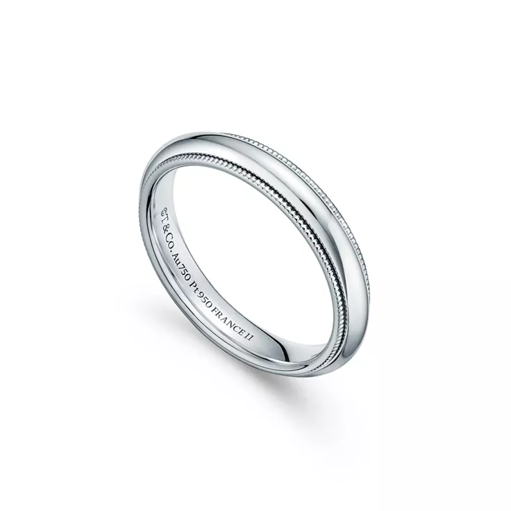 Tiffany Together:Milgrain Band Ring in Platinum, 4 mm Wide, 4