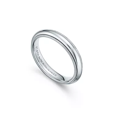 Tiffany Together:Milgrain Band Ring in Platinum, 4 mm Wide, 3