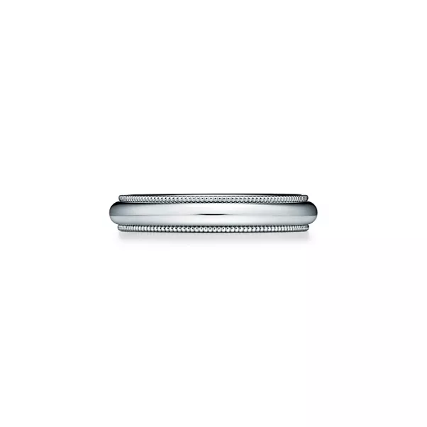 Milgrain Band Ring in Platinum, 4 mm Wide