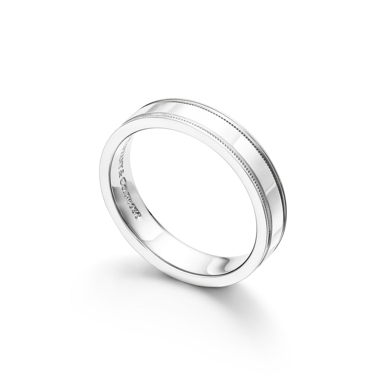 Collezione Tiffany Together:Fedina Double Milgrain in platino, altezza 4 mm numero immagine 3