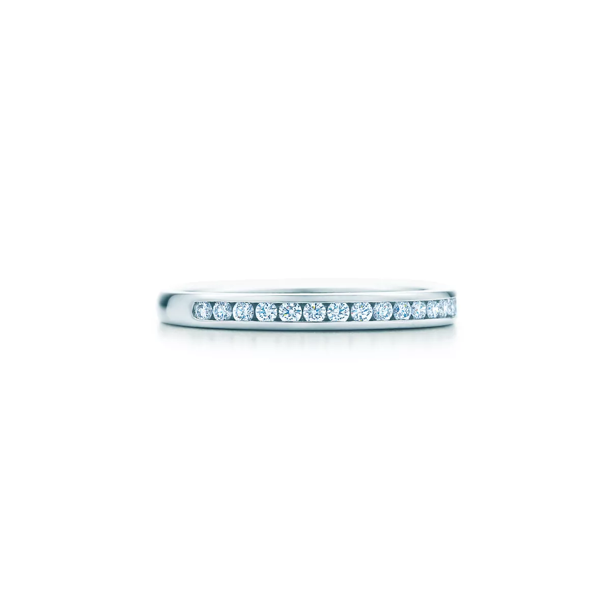  Wedding Band in Platinum with a Half-circle of Diamonds, 2 mm