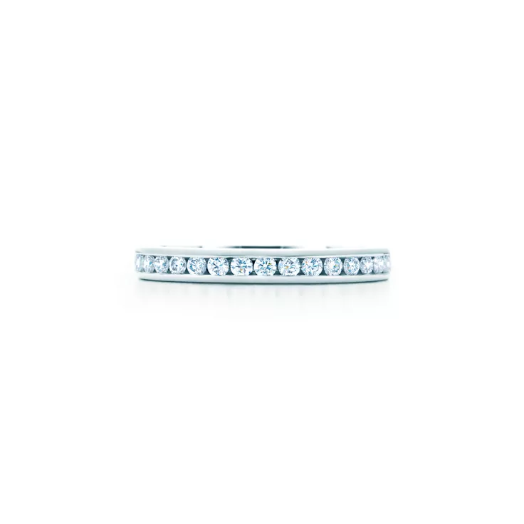 Tiffany® Setting:Wedding Band in Platinum with a Half-circle of Diamonds, 2.5 mm, 2